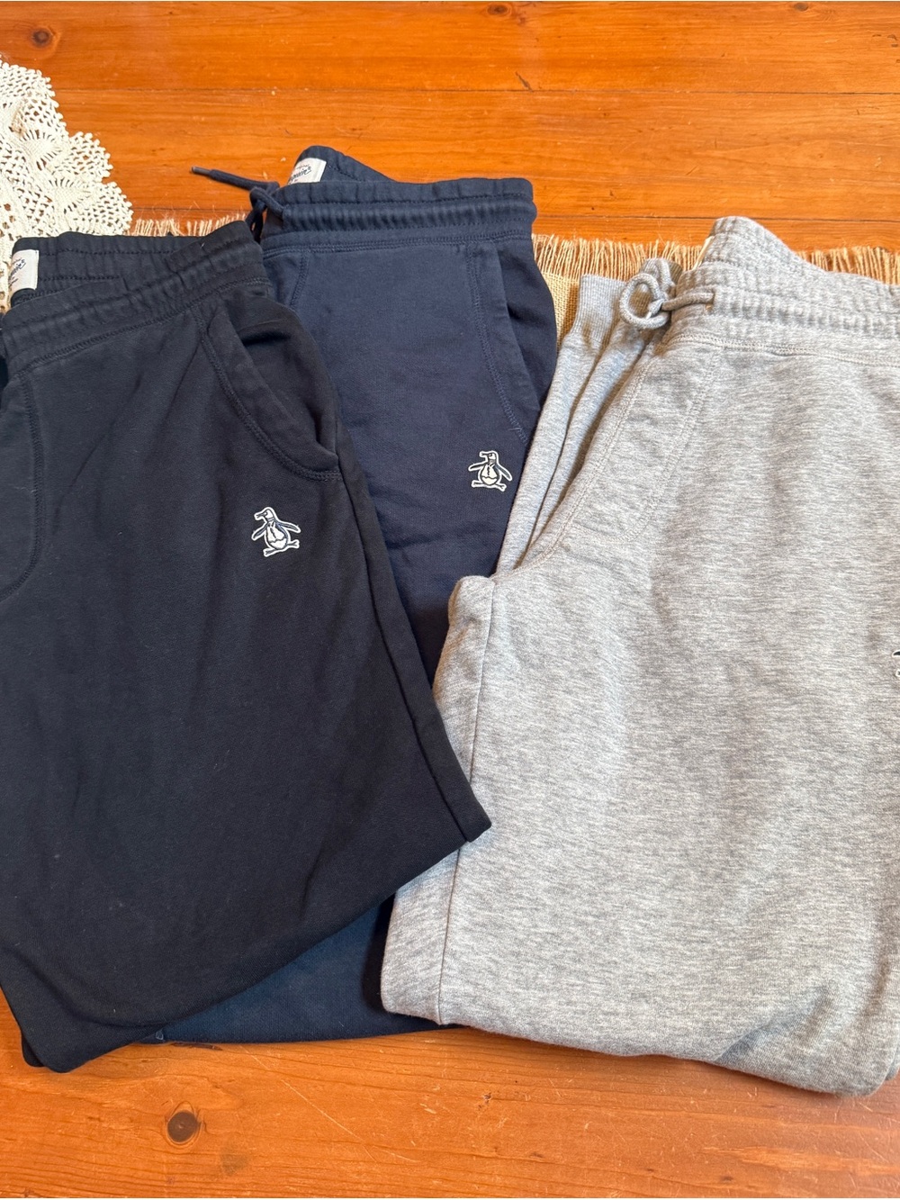 Original Penguin Men’s XS Sweatpants Trio - Black, Navy & Gray